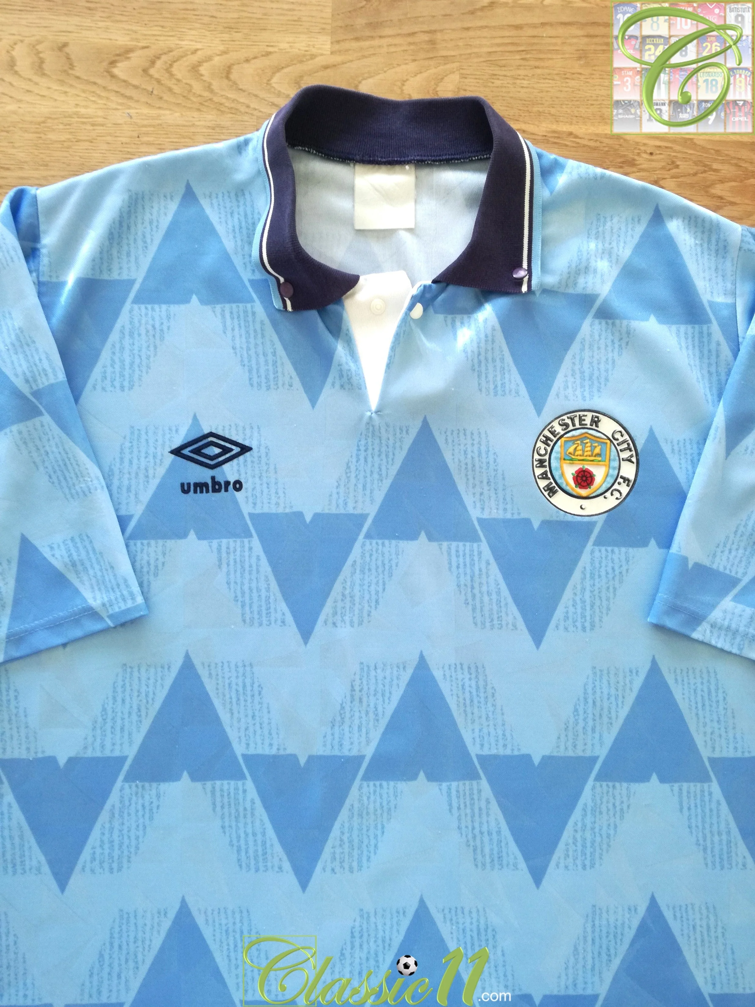 1989/90 Man City Home Football Shirt (L)