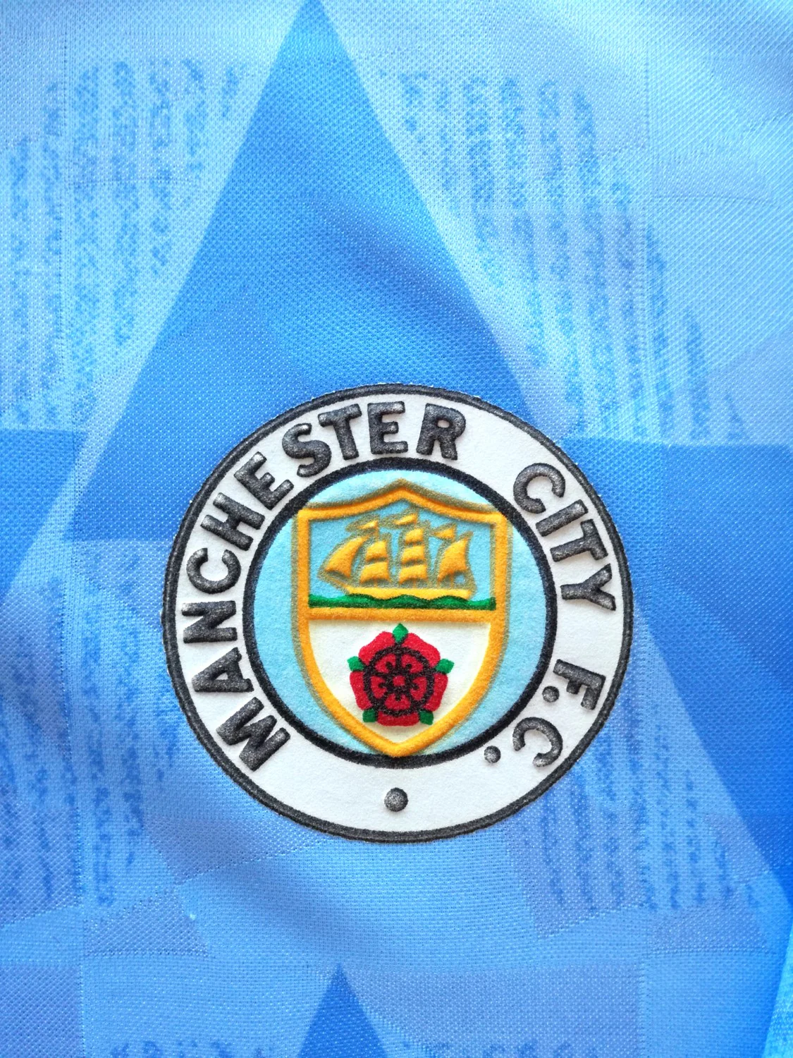 1989/90 Man City Home Football Shirt (L) - Image 5