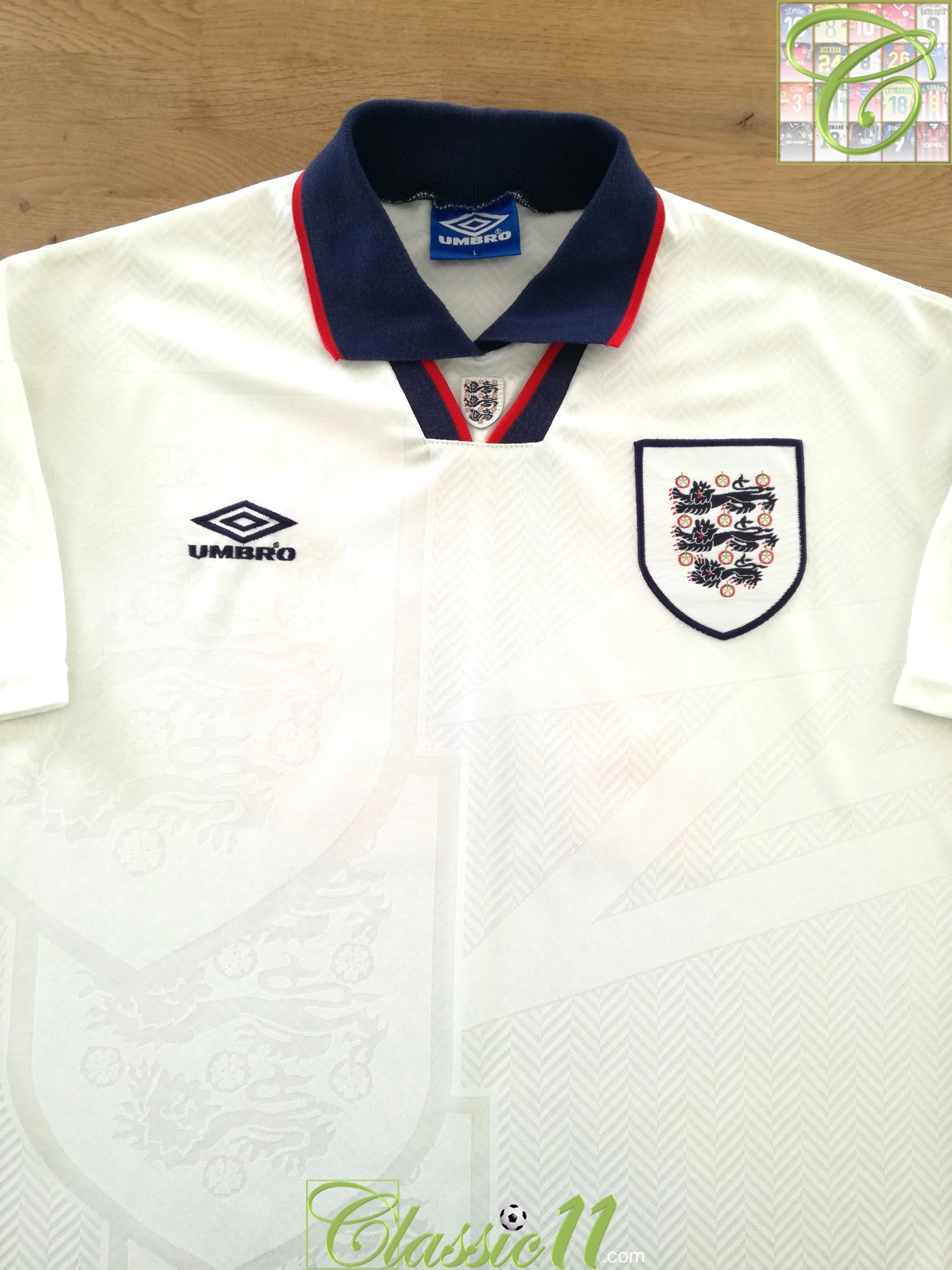 1993/94 England Home Football Shirt #19 (L) - Image 2
