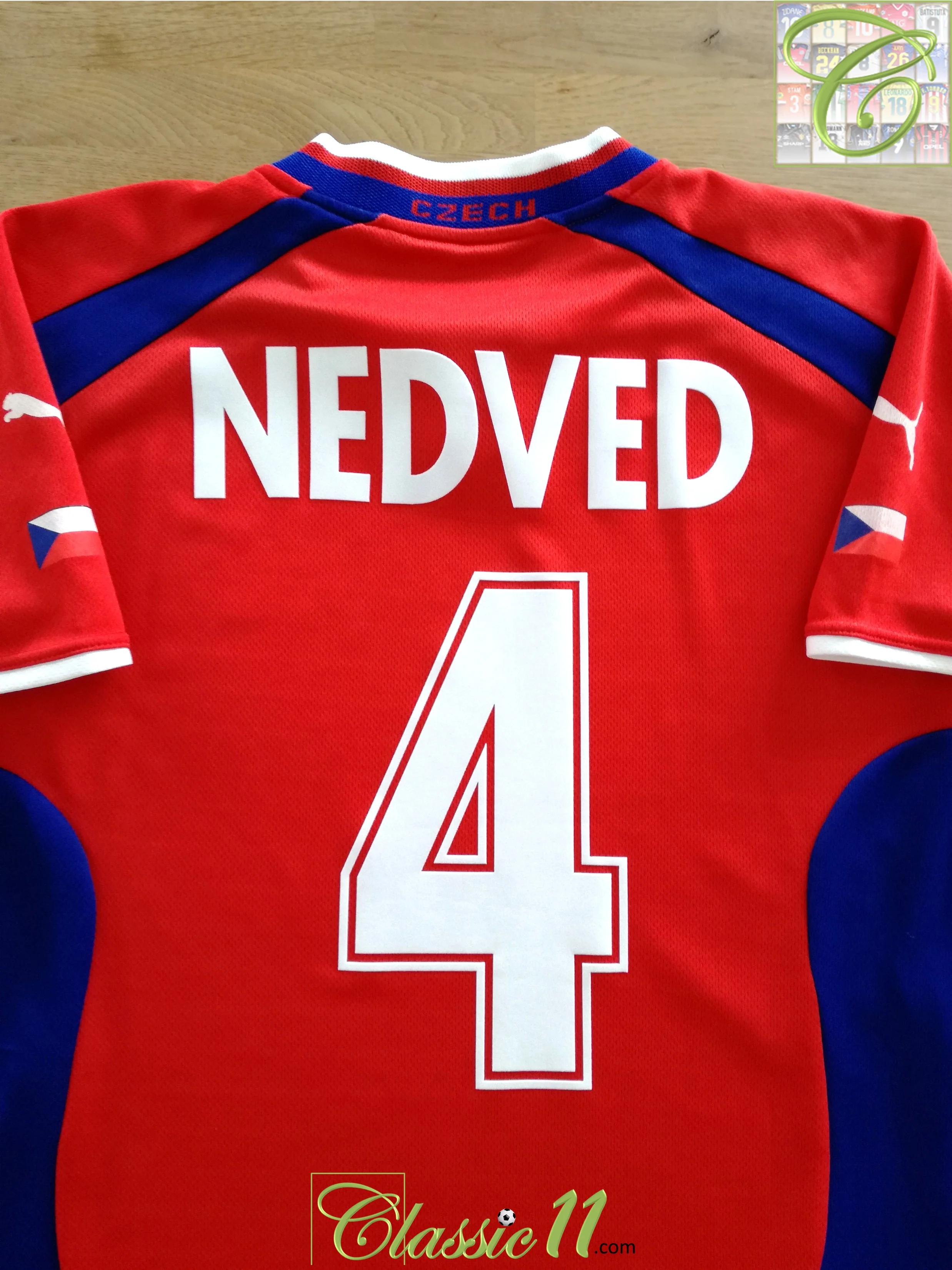 2000/01 Czech Republic Home Player Issue Football Shirt Nedved #4 (M)