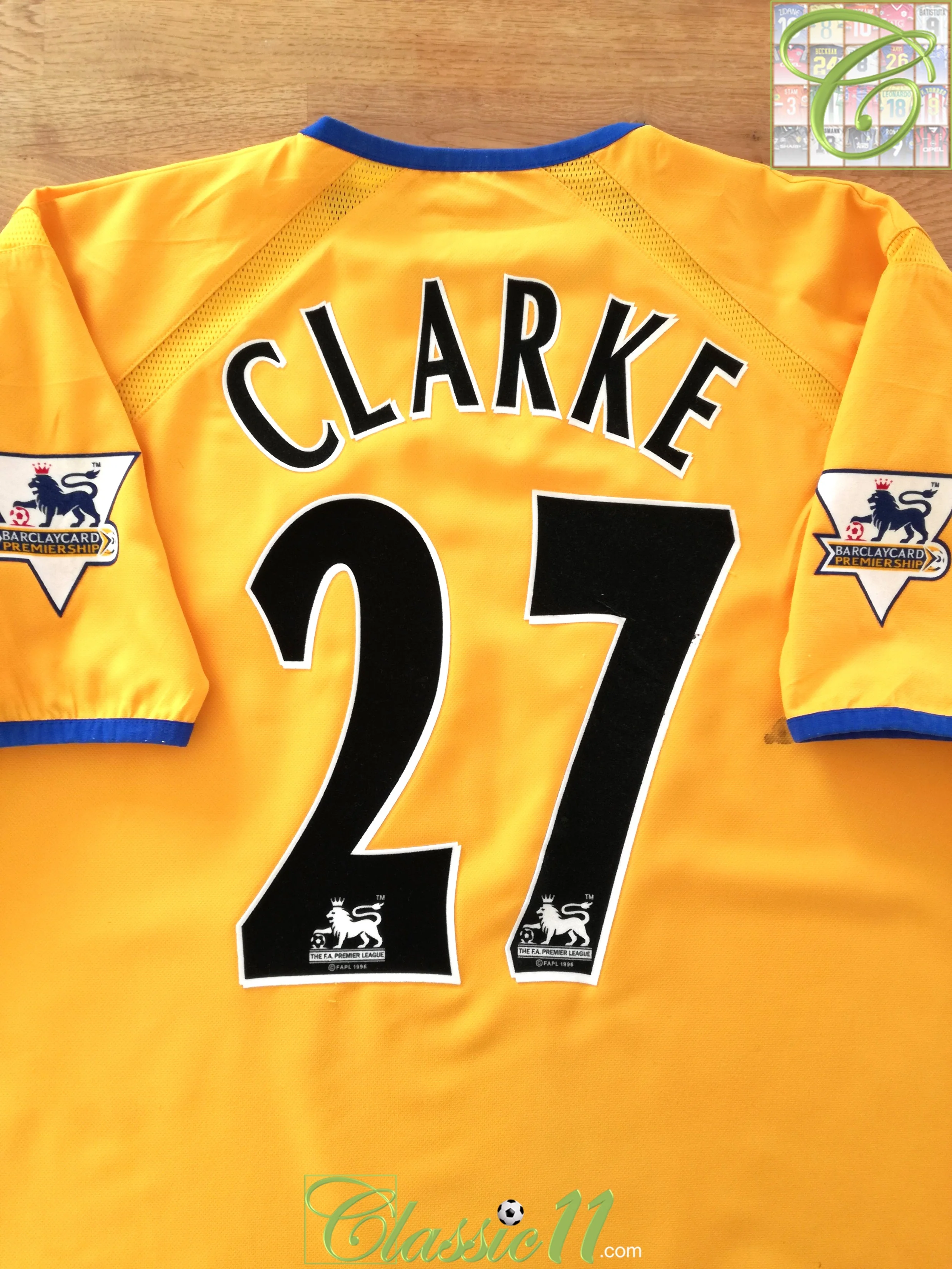2003 Everton Away Match Worn (vs Blackburn) Premier League Football Shirt Clarke #27 (XL)