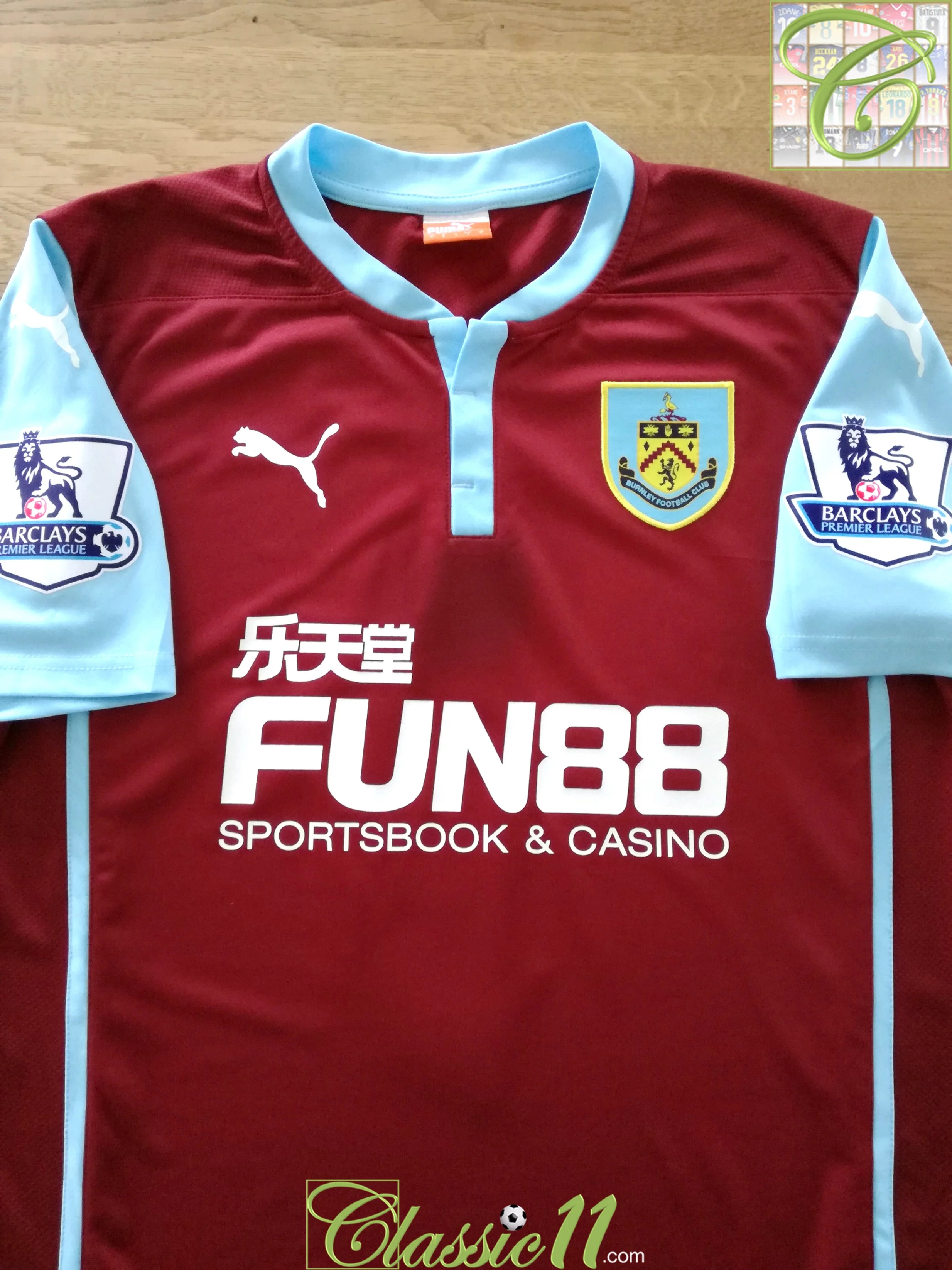 2014/15 Burnley Home Premier League Match Worn (vs Arsenal) Football Shirt Vokes #9 (L) - Image 2