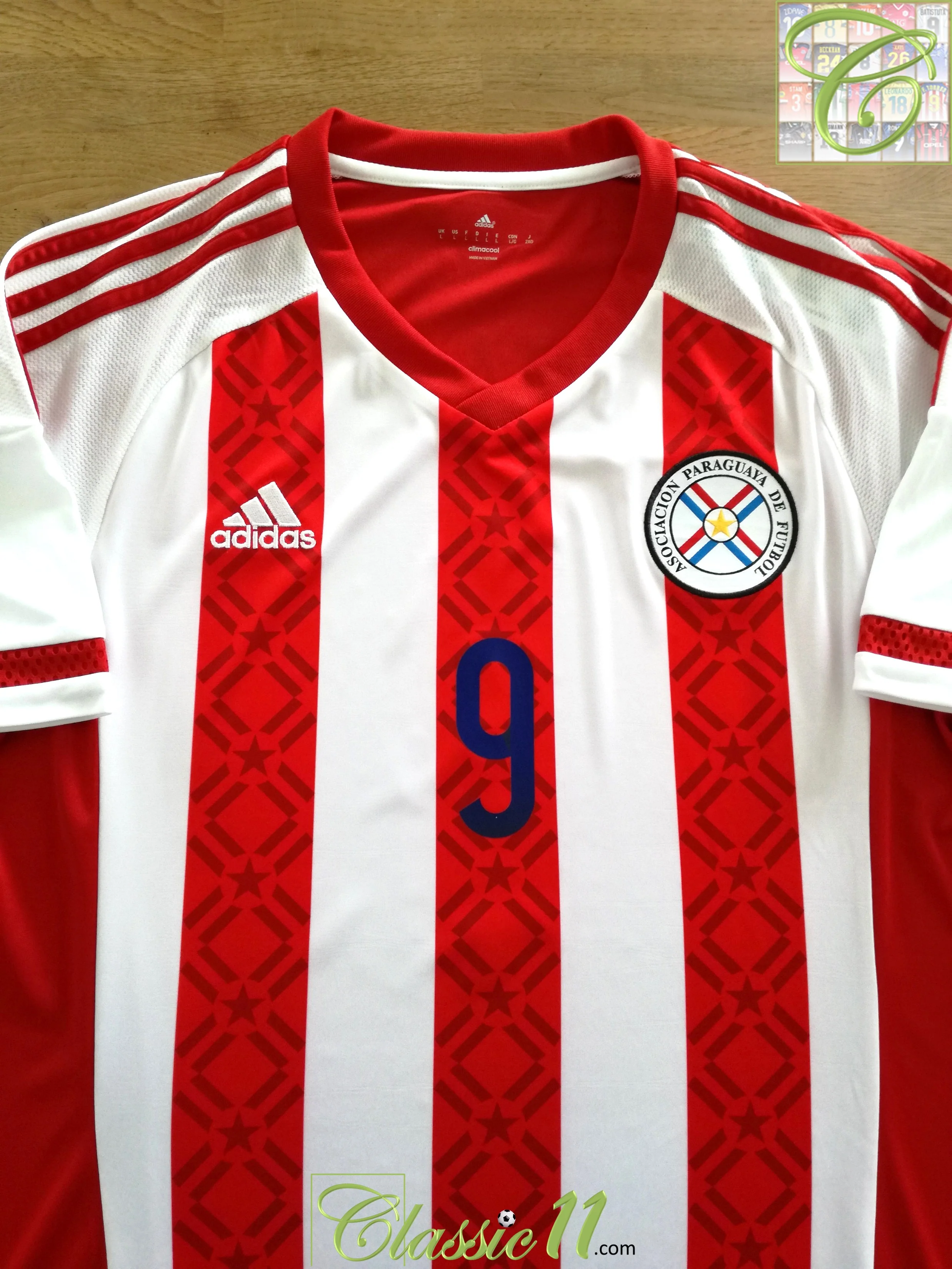 2015 Paraguay Home Copa America Football Shirt Santa Cruz #9 (L) *BNWT* - Image 2